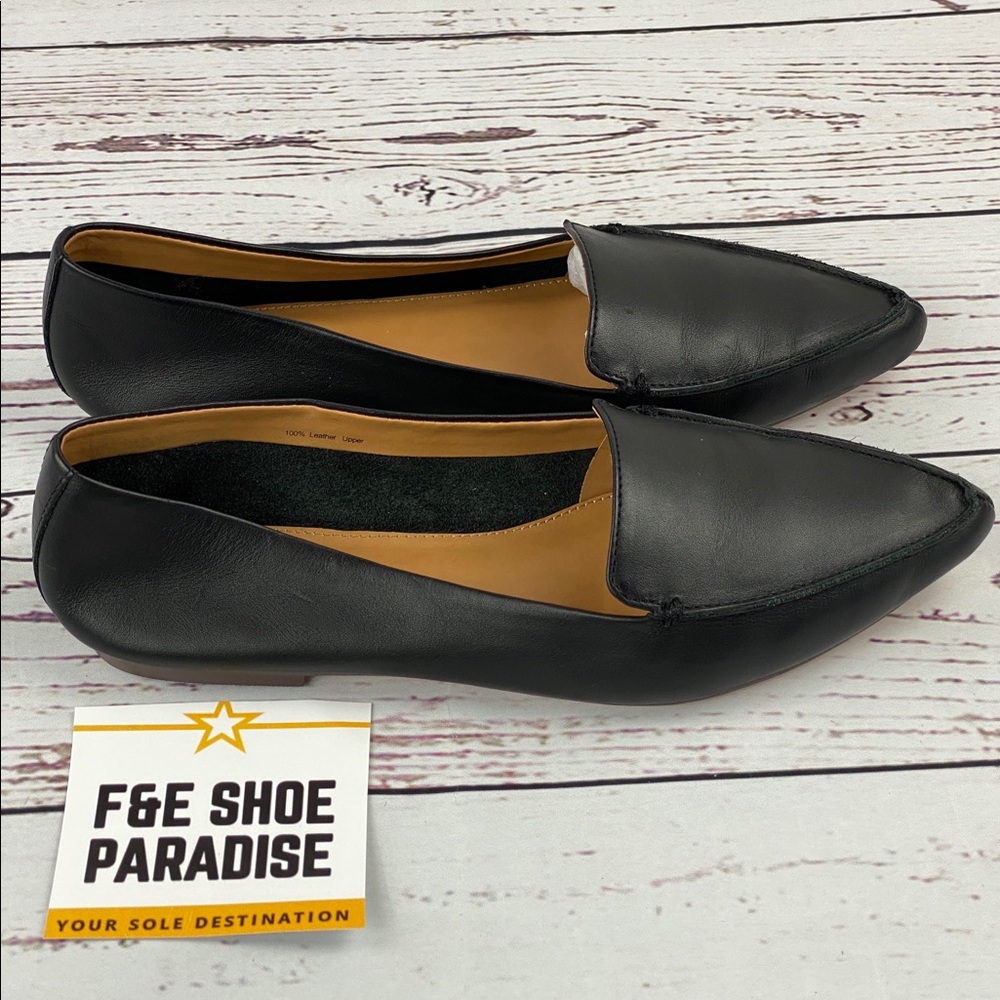 J.Crew Size 9 Black Edie Loafer Leather Flats Shoe
